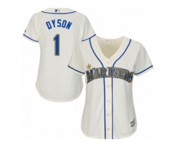 Women Majestic Seattle Mariners #1 Jarrod Dyson Replica Cream Alternate Cool Base MLB Jersey