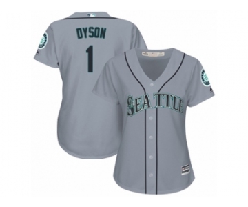 Women Majestic Seattle Mariners #1 Jarrod Dyson Replica Grey Road Cool Base MLB Jersey