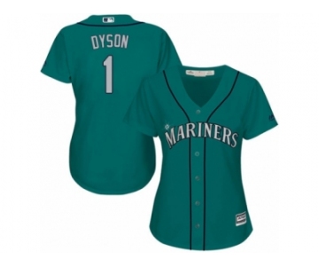 Women Majestic Seattle Mariners #1 Jarrod Dyson Replica Teal Green Alternate Cool Base MLB Jersey