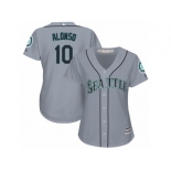 Women Majestic Seattle Mariners #10 Yonder Alonso Authentic Grey Road Cool Base MLB Jersey