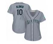 Women Majestic Seattle Mariners #10 Yonder Alonso Authentic Grey Road Cool Base MLB Jersey