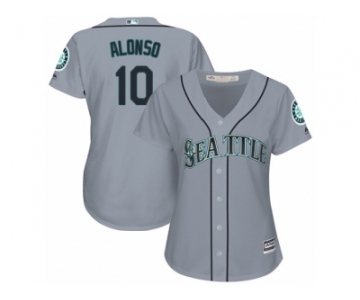 Women Majestic Seattle Mariners #10 Yonder Alonso Authentic Grey Road Cool Base MLB Jersey