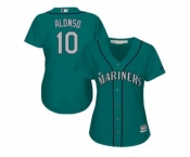 Women Majestic Seattle Mariners #10 Yonder Alonso Replica Teal Green Alternate Cool Base MLB Jersey