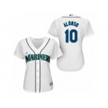 Women Majestic Seattle Mariners #10 Yonder Alonso Replica White Home Cool Base MLB Jersey