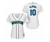 Women Majestic Seattle Mariners #10 Yonder Alonso Replica White Home Cool Base MLB Jersey