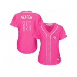 Women's Majestic Seattle Mariners #15 Kyle Seager Replica Pink Fashion Cool Base MLB Jersey