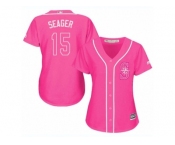 Women's Majestic Seattle Mariners #15 Kyle Seager Replica Pink Fashion Cool Base MLB Jersey