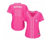 Women's Majestic Seattle Mariners #18 Hisashi Iwakuma Replica Pink Fashion Cool Base MLB Jersey