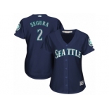 Women's Majestic Seattle Mariners #2 Jean Segura Authentic Navy Blue Alternate 2 Cool Base MLB Jersey