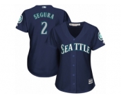 Women's Majestic Seattle Mariners #2 Jean Segura Authentic Navy Blue Alternate 2 Cool Base MLB Jersey