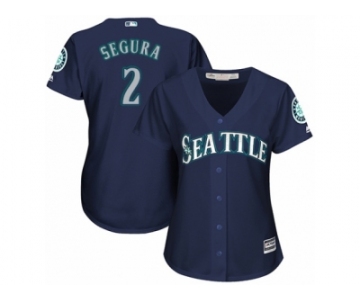 Women's Majestic Seattle Mariners #2 Jean Segura Authentic Navy Blue Alternate 2 Cool Base MLB Jersey