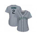 Women's Majestic Seattle Mariners #2 Jean Segura Replica Grey Road Cool Base MLB Jersey