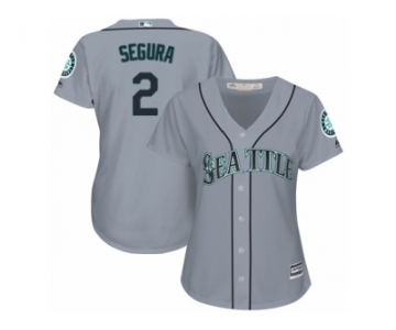 Women's Majestic Seattle Mariners #2 Jean Segura Replica Grey Road Cool Base MLB Jersey