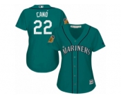 Women's Majestic Seattle Mariners #22 Robinson Cano Authentic Aqua 2017 Spring Training Cool Base MLB Jersey