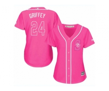 Women's Majestic Seattle Mariners #24 Ken Griffey Replica Pink Fashion Cool Base MLB Jersey