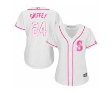 Women's Majestic Seattle Mariners #24 Ken Griffey Replica White Fashion Cool Base MLB Jersey