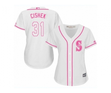 Women's Majestic Seattle Mariners #31 Steve Cishek Replica White Fashion Cool Base MLB Jersey