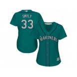 Women's Majestic Seattle Mariners #33 Drew Smyly Authentic Teal Green Alternate Cool Base MLB Jersey