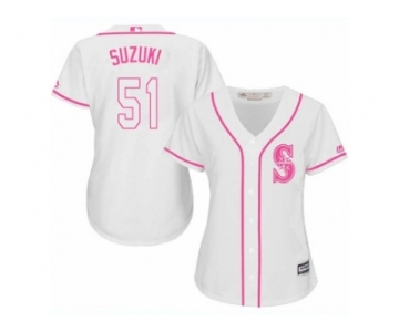 Women's Majestic Seattle Mariners #51 Ichiro Suzuki Replica White Fashion Cool Base MLB Jersey