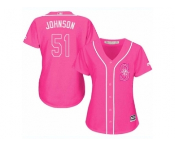 Women's Majestic Seattle Mariners #51 Randy Johnson Replica Pink Fashion Cool Base MLB Jersey