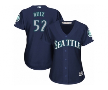 Women's Majestic Seattle Mariners #52 Carlos Ruiz Replica Navy Blue Alternate 2 Cool Base MLB Jersey