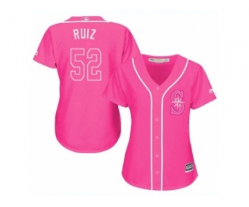 Women's Majestic Seattle Mariners #52 Carlos Ruiz Replica Pink Fashion Cool Base MLB Jerse