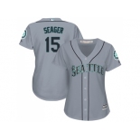 Women's Seattle Mariners #15 Kyle Seager Grey Road Stitched MLB Jersey