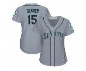 Women's Seattle Mariners #15 Kyle Seager Grey Road Stitched MLB Jersey