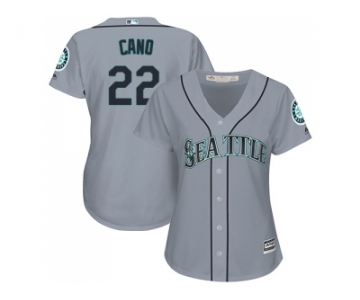 Women's Seattle Mariners #22 Robinson Cano Grey Road Stitched MLB Jersey