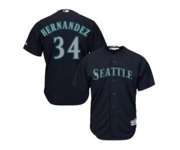 Women's Seattle Mariners #34 Felix Hernandez Navy Blue Alternate Stitched MLB Jersey