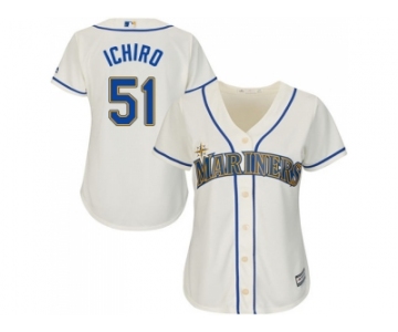 Women's Seattle Mariners #51 Ichiro Suzuki Cream Alternate Stitched MLB Jersey