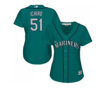 Women's Seattle Mariners #51 Ichiro Suzuki Green Alternate Stitched MLB Jersey