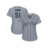 Women's Seattle Mariners #51 Ichiro Suzuki Grey Road Stitched MLB Jersey