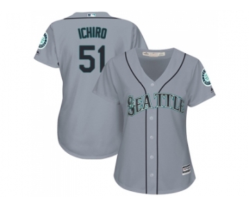 Women's Seattle Mariners #51 Ichiro Suzuki Grey Road Stitched MLB Jersey