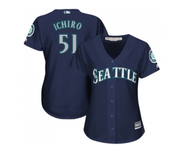 Women's Seattle Mariners #51 Ichiro Suzuki Navy Blue Alternate Stitched MLB Jersey