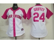 women mlb seattle mariners #24 griffey white pink[2012]