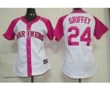 women mlb seattle mariners #24 griffey white pink[2012]