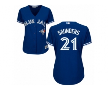 Wome Majestic Toronto Blue Jays #21 Michael Saunders Replica Blue Alternate MLB Jersey