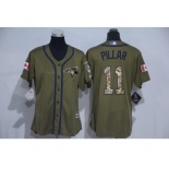 Women Majestic Toronto Blue Jays #11 Kevin Pillar Authentic Green Salute to Service MLB Jersey