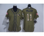 Women Majestic Toronto Blue Jays #11 Kevin Pillar Authentic Green Salute to Service MLB Jersey