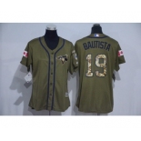 Women Majestic Toronto Blue Jays #19 Jose Bautista Authentic Green Salute to Service MLB Jersey