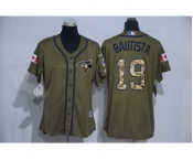 Women Majestic Toronto Blue Jays #19 Jose Bautista Authentic Green Salute to Service MLB Jersey