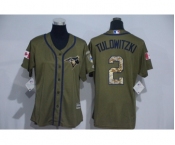 Women Majestic Toronto Blue Jays #2 Troy Tulowitzki Authentic Green Salute to Service MLB Jersey