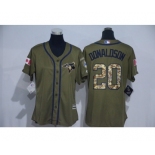 Women Majestic Toronto Blue Jays #20 Josh Donaldson Authentic Green Salute to Service MLB Jersey