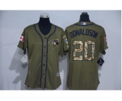 Women Majestic Toronto Blue Jays #20 Josh Donaldson Authentic Green Salute to Service MLB Jersey