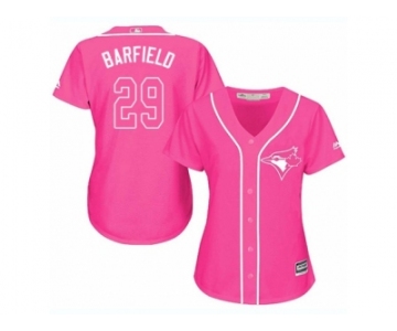 Women Majestic Toronto Blue Jays #29 Jesse Barfield Replica Pink Fashion Cool Base MLB Jersey