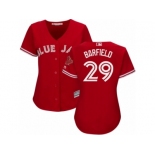 Women Majestic Toronto Blue Jays #29 Jesse Barfield Replica Scarlet Alternate MLB Jersey