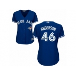 Women Majestic Toronto Blue Jays #46 Brett Anderson Authentic Blue Alternate MLB Jersey