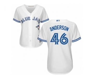 Women Majestic Toronto Blue Jays #46 Brett Anderson Authentic White Home MLB Jersey