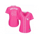 Women Majestic Toronto Blue Jays #46 Brett Anderson Replica Pink Fashion Cool Base MLB Jersey